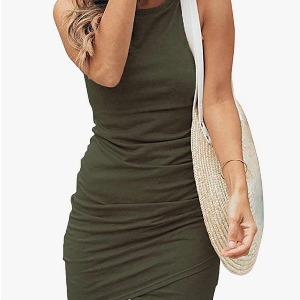 Casual crew neck ruched summer dress